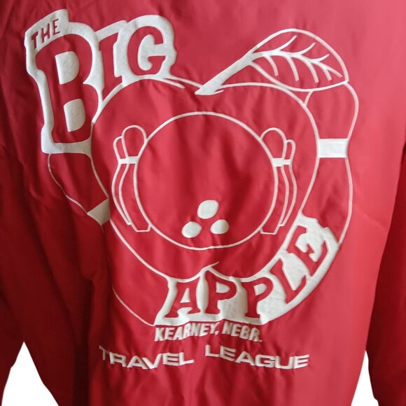 Medium Vintage Puffer Jacket Big Apple Bowling League Big Red Nebraska 1990's - Picture 3 of 6
